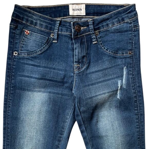 Hudson Kids Skinny Jeans Flap Triangle Pocket Distressed Girl's Size 10 - Picture 2 of 6